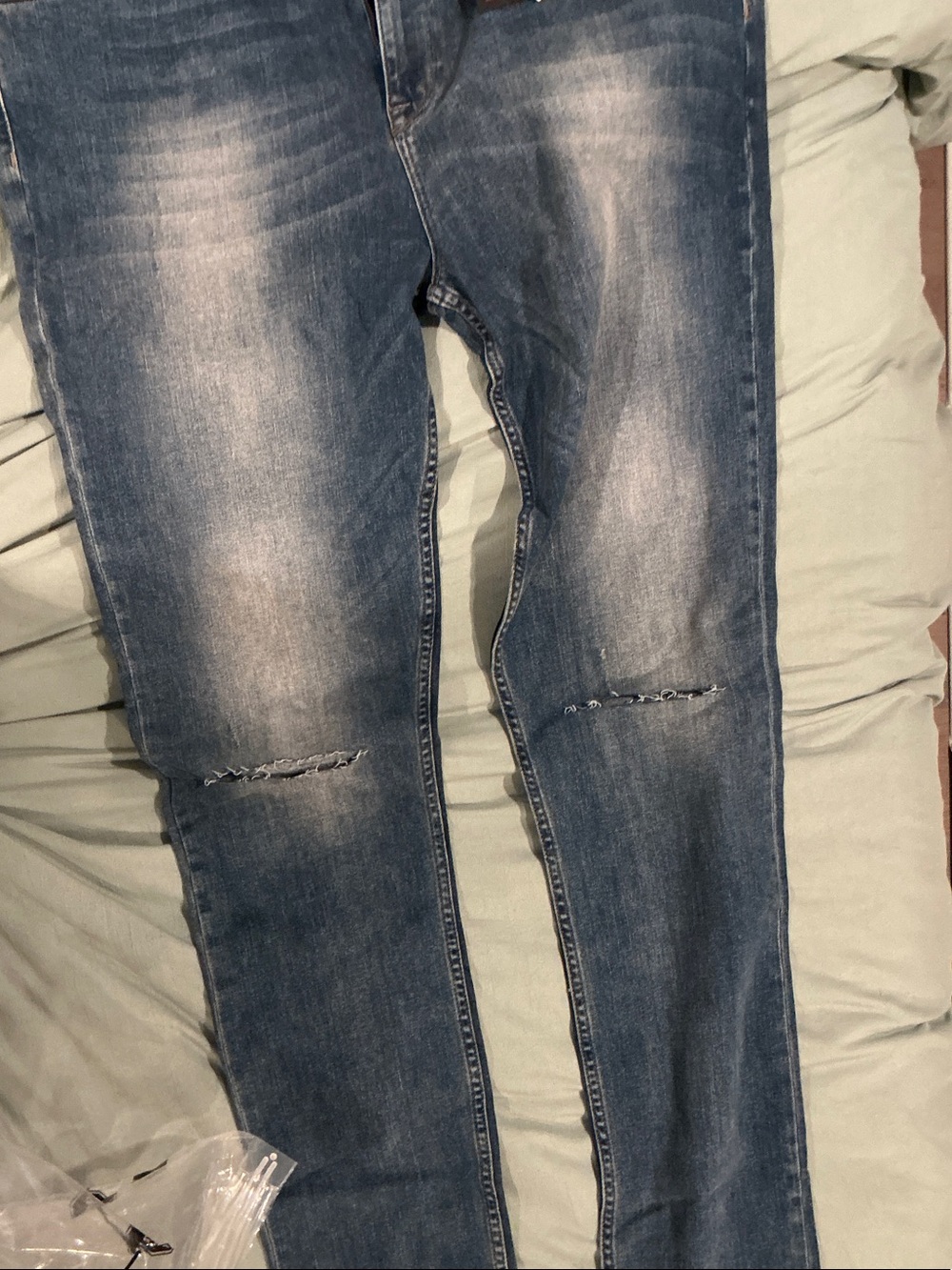 ASOS Men's Blue Bootcut Distressed Jeans